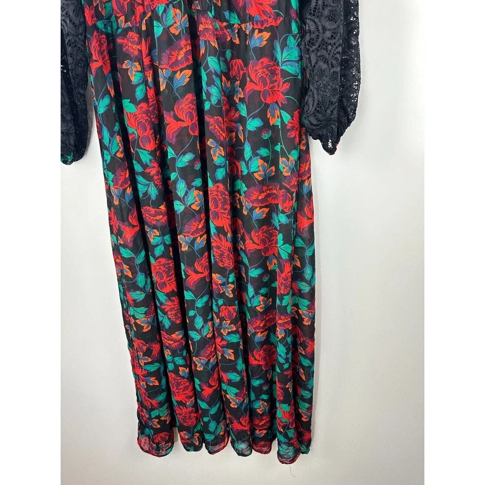 *Read* Torrid SHEER Maxi Peasant Dress Chiffon Floral *Minus Belt Plus Size 2 2X - Picture 13 of 14